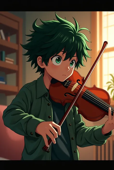 Deku from boku no hero academia playing the violin 