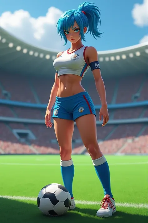 Soccer girl footballer style Bulma sexy dragon ball realistic image soccer image HD 