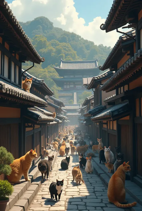 (Photorealism:1.2), Cat Invasion in Kyoto