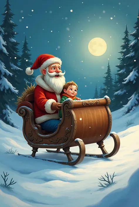 Dad&#39;s sleigh with child 
