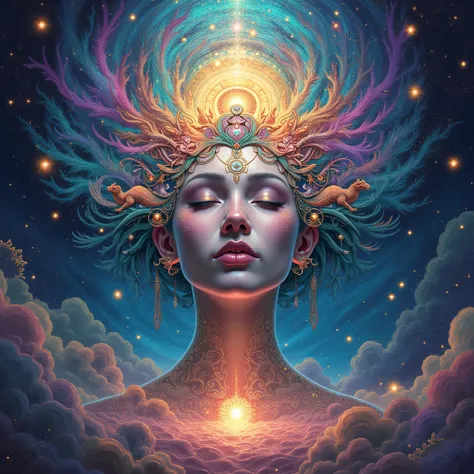 Psychedelic art; goddess of the sacred mushroom.