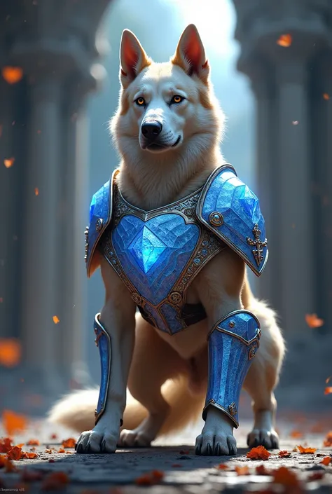 A dog in diamond armor
