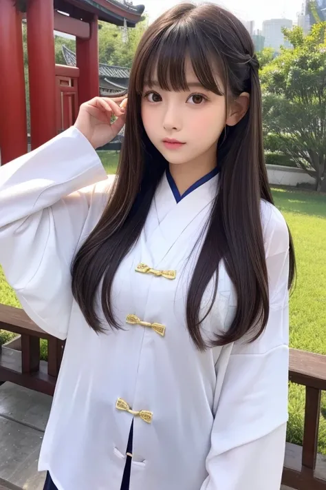 girl, Long Hair,  Baby face, bangs, D cup, Chinese clothes