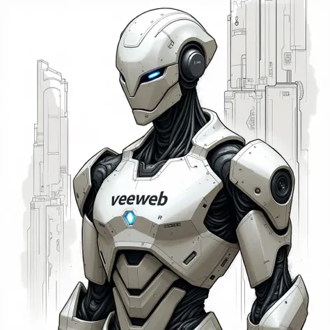 Sketch of a robot with the inscription VEEWEB