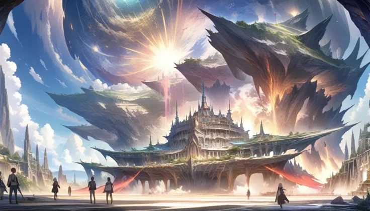 a painting of a beyond-dimensional fantasy world,reality infused with dreams,in a screenshot from the science fiction anime file...