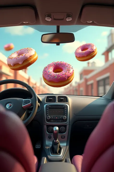 Donuts inside a car