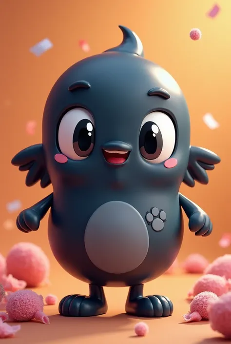 Cute activated charcoal mascot for a chewing gum brand