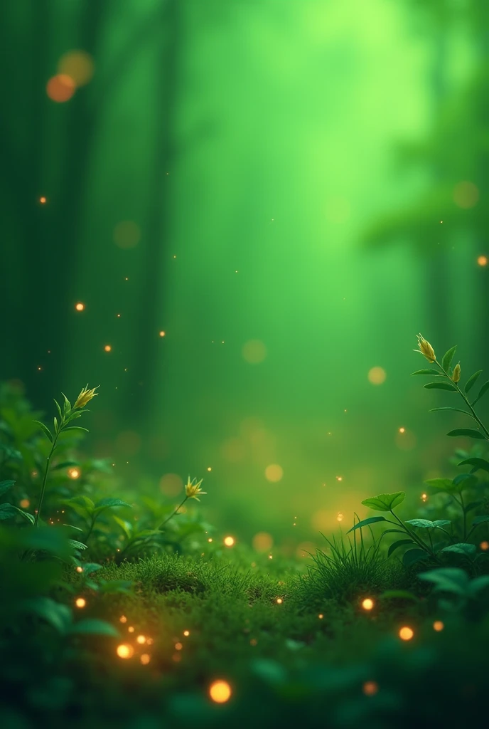 Pure green background, little bit fire particles.
