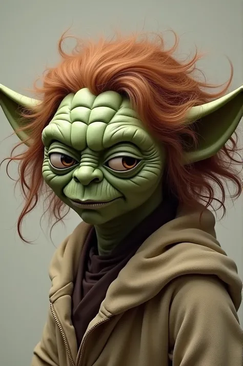 Yoda with dyed brown hair