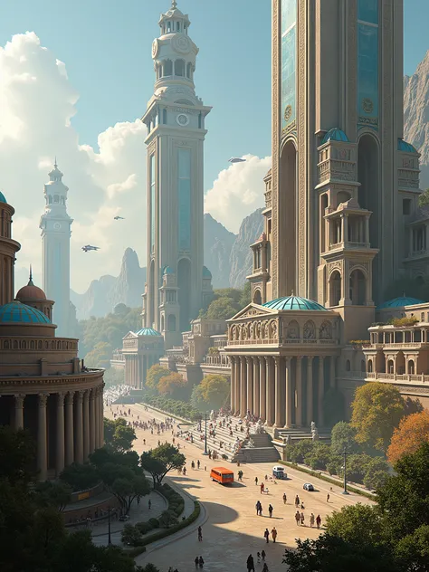 a futuristic city on an alien world in the style of Rome and Athens.