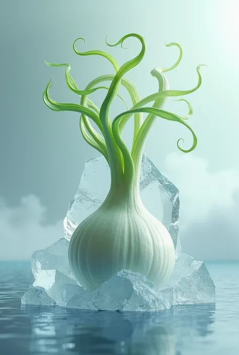 Make an image on the stems of an onion combined with an iceberg
