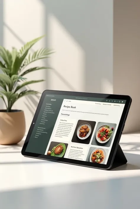 Horizontal image Tablet horizontally, with Digital Recipe Book from the IKKHO brand