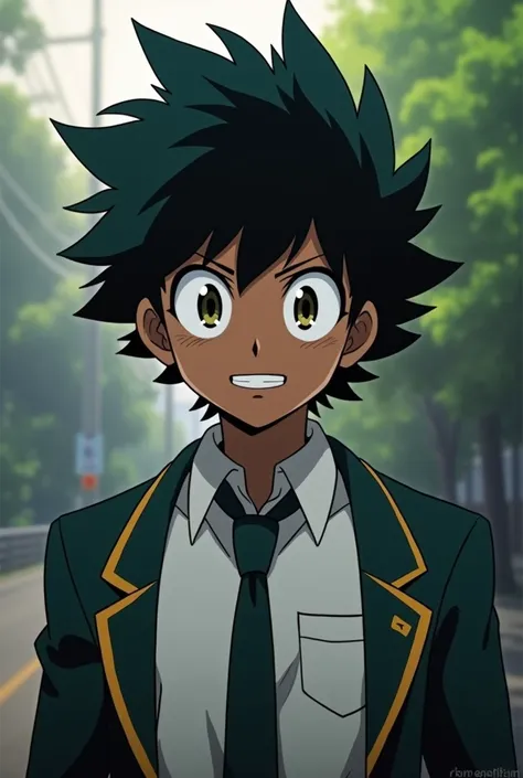 Screenshot of My hero academia Boy with somewhat long black hair ,
Dark-skinned man with black and golden eyes,
His gift is the wings of a quetzal and a snake&#39;s tail. ,
Sharp smile,
She wears the Yūei Kōkō uniform. She is 1..50 It is located next to pr...