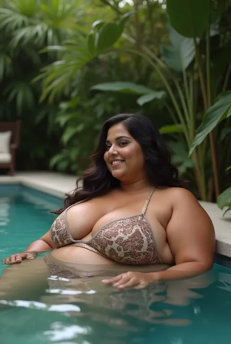 big bbobs chubby pakistani woman in pool