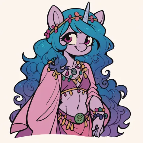 izzy moonbow, mlp, g5, small breasts, anthro, hippie clothes