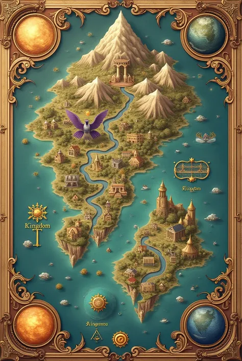 
Create a Fantasy Map for Sun Kingdom and Moon Kingdom Book, make it like a map from any other fantasy book, mas so a base, not very realistic Make a nice map, big and looks like a map