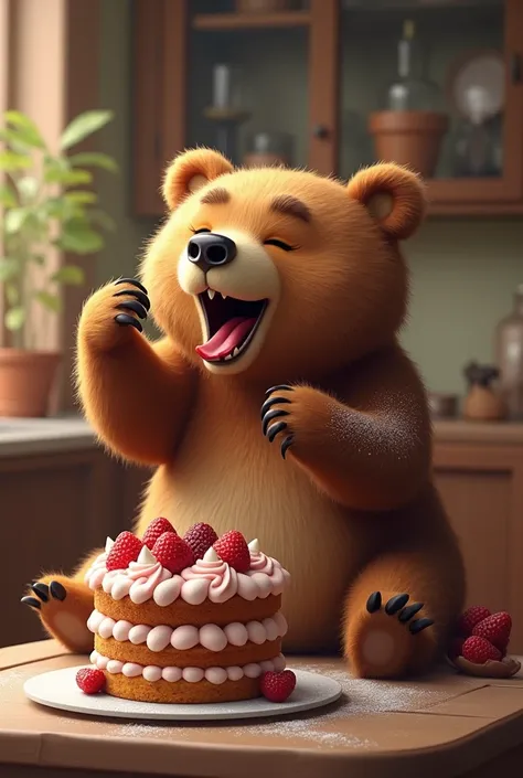 Bear eating cake