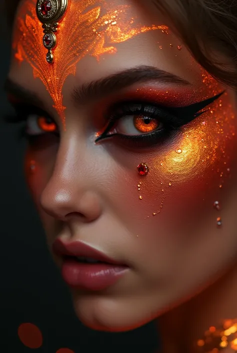 Create an eye makeup inspired by hell and Lucifer that is realistic and represents Lucifer&#39;s sin of pride, 