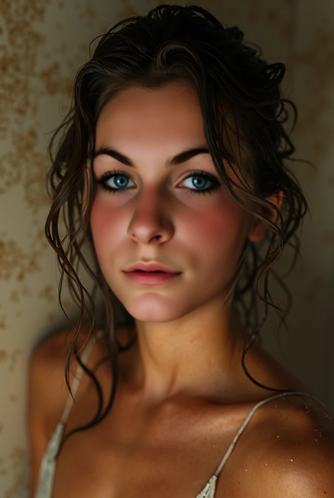 realistic girl in shower, beautiful detailed eyes, beautiful detailed lips, extremely detailed face and skin, long eyelashes, wet hair, water droplets, realistic lighting, photorealistic, 8k, high quality, masterpiece, intricate details, cinematic lighting...