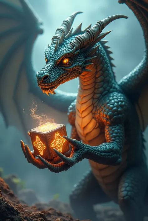 Dragon holding dice