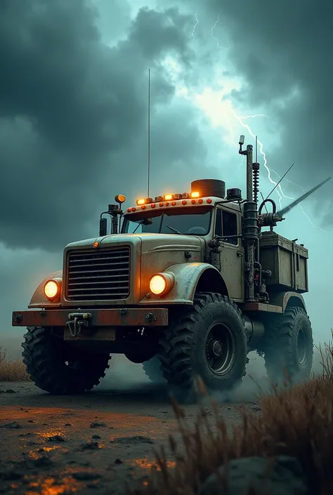 a storm chaser car with drills 