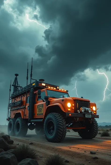 a storm chaser car with drills 