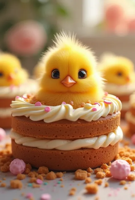 Chick in cake 