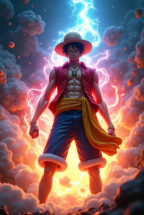 one piece、Luffy、Aura around the body、8k octane, Realistic
