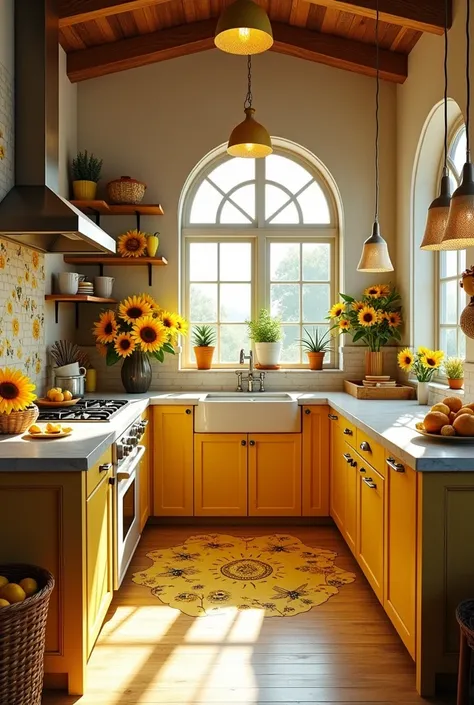 Bee and sunflower themed Kitchen 