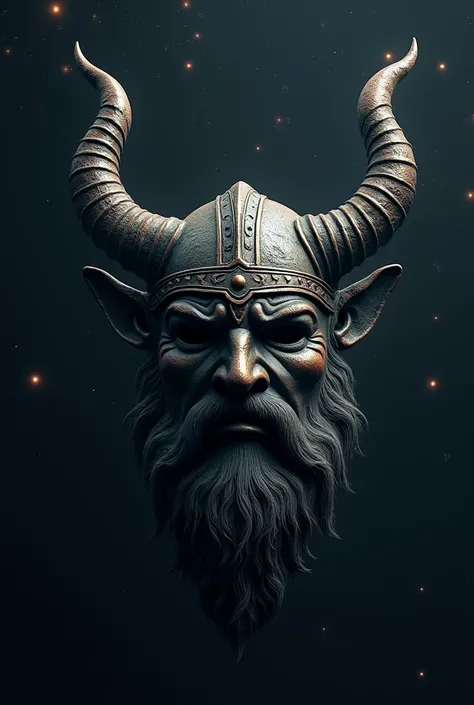 Create an avatar of a mask that is floating in space, the mask that is shaped like a Viking mask