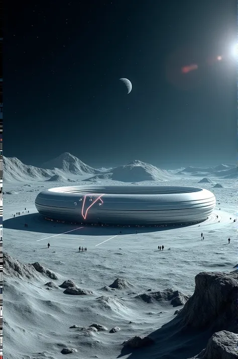 A football stadium on the moon from afar 