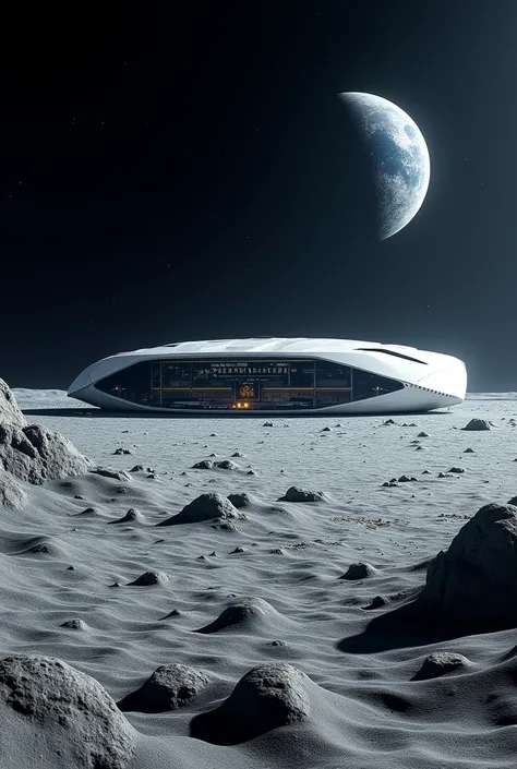 Football stadium on the moon from afar 