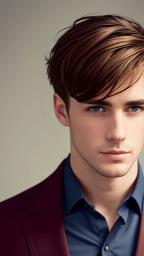  A handsome young English man with short hair, focus on the face 