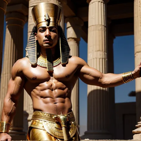 (master piece) Pharaoh of ancient Egypt, he is muscular, with a strong character and pride