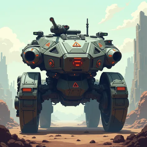 Pixel art futuristic war tank 