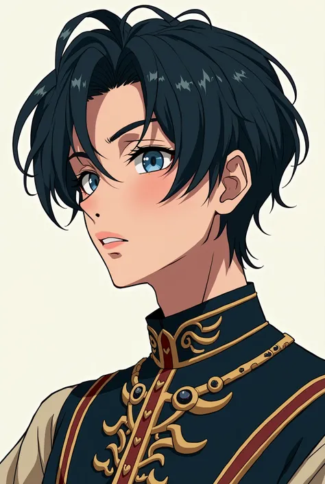 ((anime style)).
((close-up view)).
((head to chest front view)).
((very accurate)):
"a perfect young man with black-haired wear super imaginative fully clothed".