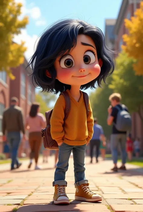 Create what the character Riley from Inside Out 2 would look like if she were in college