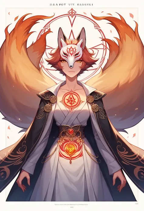 1 girl,alone,, official art, Harmony wallpaper 8K, very detailed, beautiful and aesthetic, beautiful, Masterpiece, best quality,, Kitsune Witch, Fox Mask, Haori jacket, Foxfire Spell, Familiar fox, change,