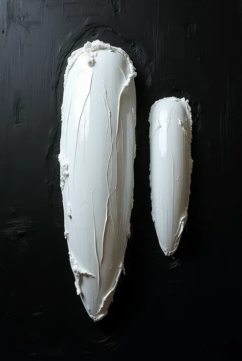 Nails made with white paint on a black canvas