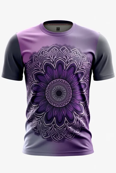 T shirt , purple and gray colour varietys,offishial , lines and brush strocks disign, mandala art disign