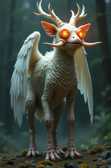 Long ears，Fangs，Fireproof glasses，Crystal eyes，White goose wings，Like an octopus&#39;s second skin，Elephant-like humerus，Ostrich-like legs，Elk horns