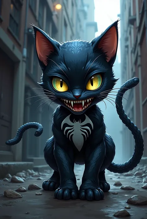 cute cat as venom superhero
