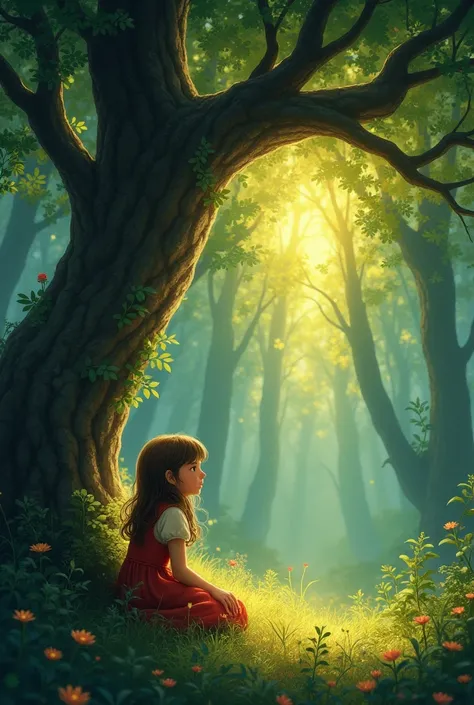 Lily was a curious girl with a heart full of wonder. Every day after school, she would sit by the old oak tree at the edge of her village, listening to the rustling leaves, dreaming of far-off places. One afternoon, she noticed something strange. The fores...