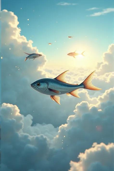 Create an image flying fish fly on the sky