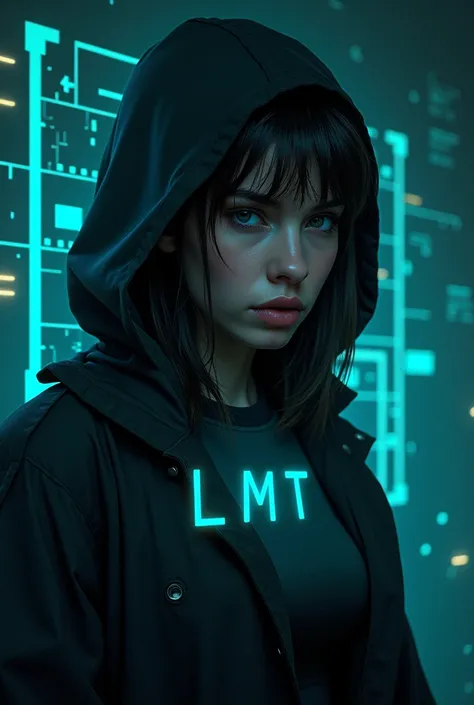 An image of a female hacker with lmt letters