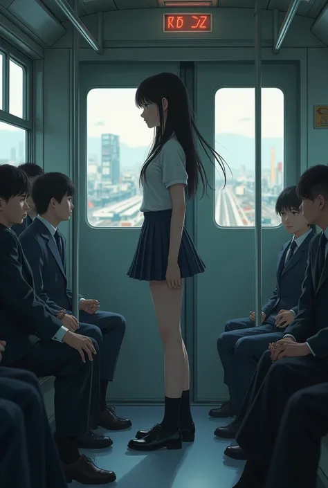 High school girl swaying on a train