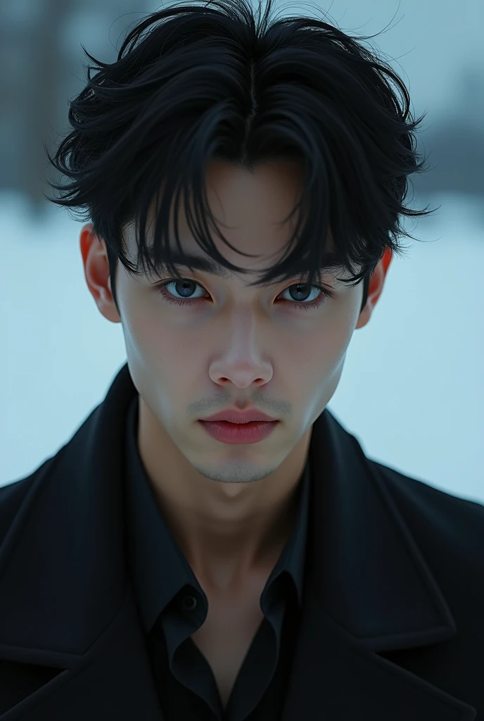 (masterpiece), (Best quality already), 8K resolution, very detailed, looking at me, Image that looks cold, Distinct features, A young black-haired man with short hair who appears possessive., Sexy Korean Man, Cha Eunwoo, Lock me in the wall and stare at me...