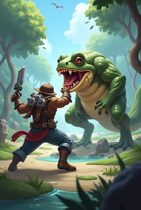 Yeager mobile game player fight with frog
