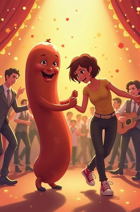 Sausage dancing with human