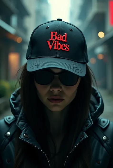 Prototype curved cap design with the bad vibes logo on the back with a bad guy angel 